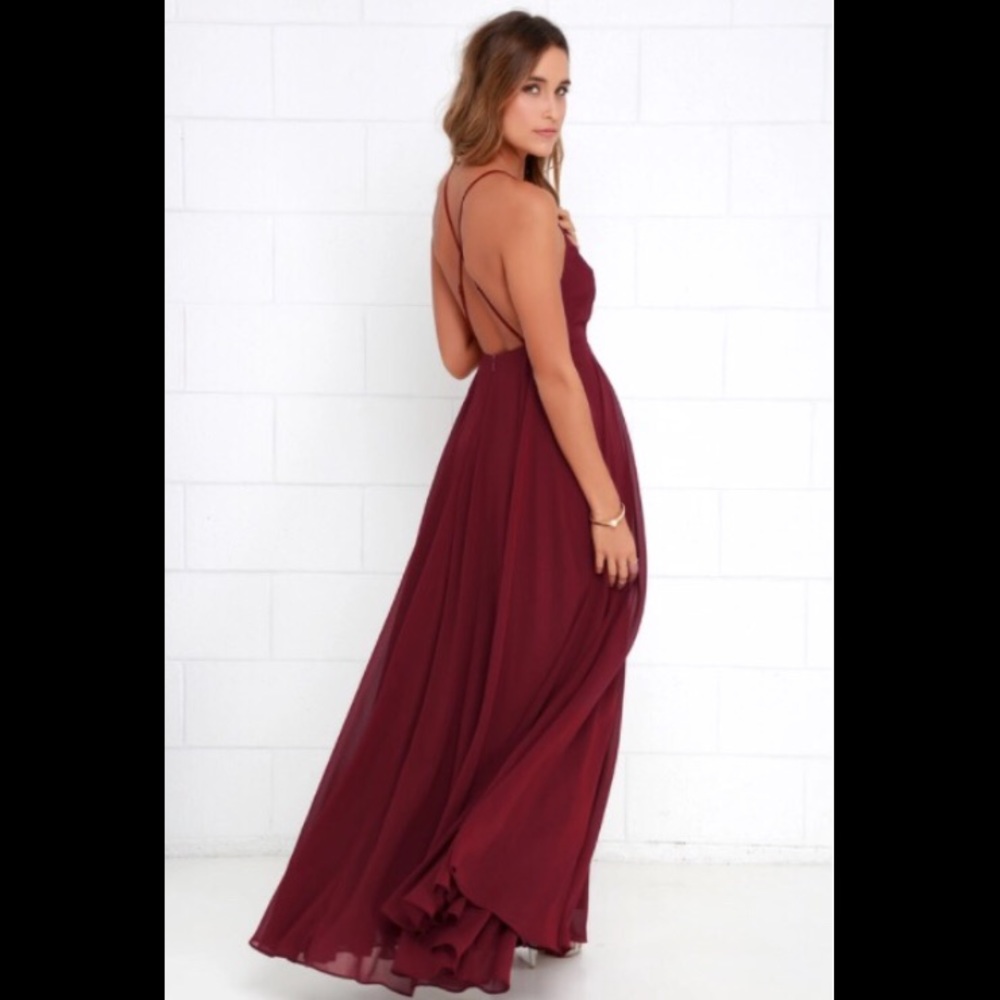 Lulus Mythical Kind of Love Wine Red Maxi Dress